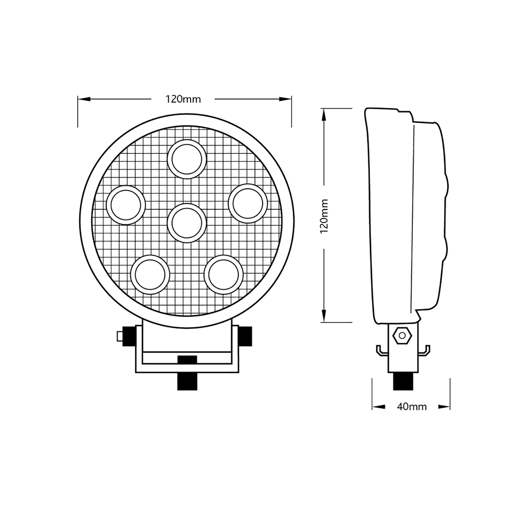 RCV9595 LED Flood Work Light tech diagram